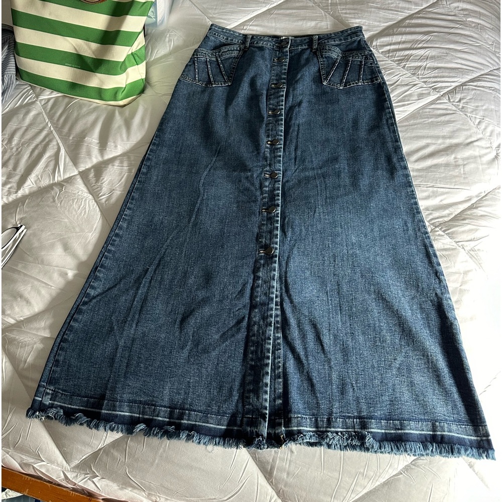Wash Lab Denim Button Front Maxi Skirt 31